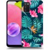 Picasee silikónový prehľadný obal pre Samsung Galaxy A03s A037G - Pink Monstera