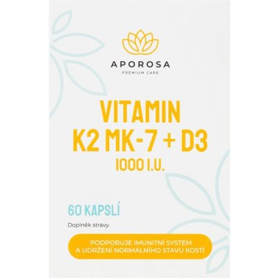 Aporosa Vitamín K2 MK-7 + D3 1000 I.U. 60 kapsúl