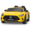 Beneo Mașinuță electrică de jucărie Mercedes GT63 AMG 24V cu tracțiune 4x4, galben, cu două locuri, scaun șofer reglabil, roți EVA moi, telecomandă 2,4 GHz, USB/Bluetooth, motoare 200W, suspensie, bat