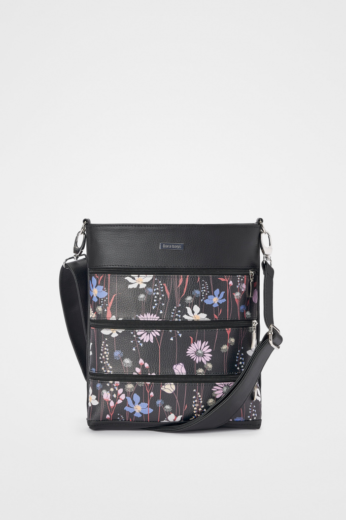 Dara bags crossbody kabelka Dara bags Dariana Middle Blue Flower čierna-fialová-modrá