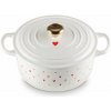 Le Creuset - Liatinový hrniec 22 cm/3,3l - biely so srdiečkami