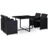 5dílný zahradní jídelní set s poduškami polyratan černý Černý 46384