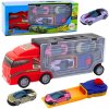 Červený kamión s mobilnou garážou a vystreľovačom + 3 autíčka