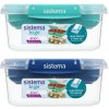 Sistema Delený vodotesný box na jedlo To Go STAX 1 l, zelená, modrá