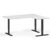 Výškovo nastaviteľný stôl, 160x140 cm, 3 motory, L/P, čierna podnož, biela