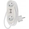 EMOS PČervenálžovací kábel 2 m / 2 zásuvky + 2×USB A + 1×USB C / biely / PVC / 1 mm2, P0212U