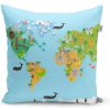 Sablio Vankúš Zvieracia mapa sveta 60x60