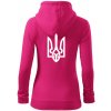 Ukrajina trojzubec veľký - Mikina dámska trendy zipper s kapucňou - L ( Purpurová )