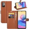 Peňaženkové kožené puzdro LITCHI na Xiaomi Redmi Note 10 5G - Hnedá