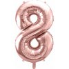 PartyDeco Fóliový balón narodeninové číslo 8 ružovo-zlatý 86 cm