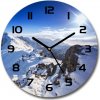 Sklenené nástenné hodiny okrúhle Vrchol Tatier fi 30 cm