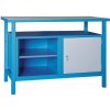 Dielenský pracovný stôl GD, 1 skrinka, 1 polica, 1190 x 600 x 850 mm, modrá