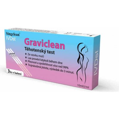 Singclean Graviclean HCG 10mlU/ml těhotenský test 3 ks