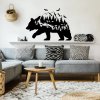 INSPIO Nálepka na stenu - Medveď a hory 70x95 zvieratá, pre teenegerov, medvede a sovy čierna, vlastná farba z výberu