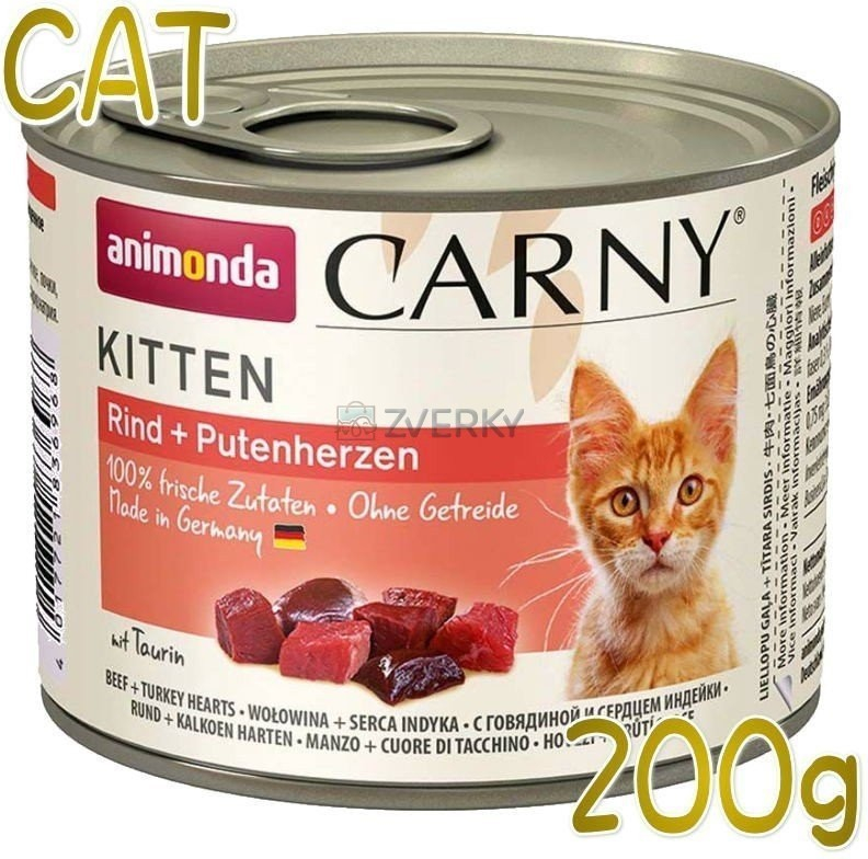 Animonda Carny Kitten hovädzie a morčacie srdiečka 200 g