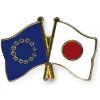 Odznak (pins) 22mm vlajka EÚ+Japonsko - farebný