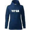 Yoga nápis - Mikina dámská Cape s kapucí - S ( Polnočná modrá )