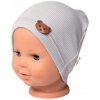 Baby Nellys Rebrovaná čiapka Macko - šedá, 68/74 (6-9m)