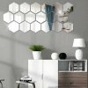 Samolepiace zrkadlové nálepky – šesťuholníky 12 × 11 cm (12 ks) (Moderné akrylové zrkadlá v tvare hexagónov pre originálny dizajn interiéru)