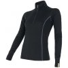 SENSOR MERINO ACTIVE dámske tričko dl.rukáv stojačik zips čierna Veľkosť: M