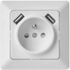 Zásuvka s USB 2,1A max., biela
