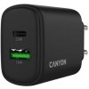 Canyon OnCharge 250, univerzálna nabíjačka do steny, 1x USB-C + 1x USB-A, PD 25W, čierna CNE-CHA250-31