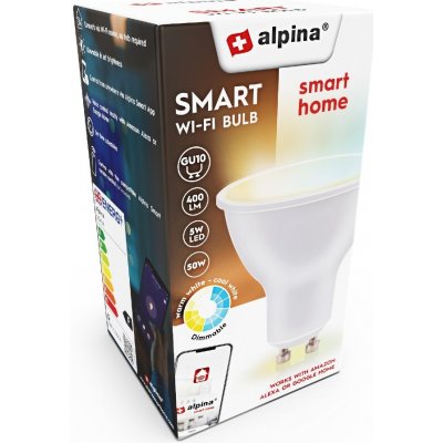 ALPINA Múdra žiarovka LED WIFI biela stmievateľná GU10 ED-225434