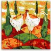 Maľovanie podľa čísel - sliepočka s kohútikom - 80x80 cm, bez dřevěného rámu - výroba CZ