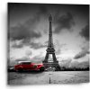 Sablio Obraz Eiffelová veža a červené auto - 50x50 cm