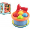 Teddies zatloukačka/Bubínek 17 cm 2v1 plast s kladívkem s míčky 4ks 2 barvy v krabici