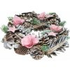 GOBA Vianočný veniec – so šiškami ružový, 30 cm