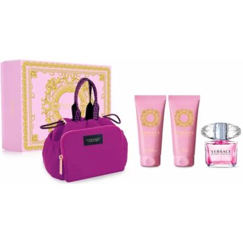 Versace Bright Crystal toaletná voda 90 ml + telové mlieko 100 ml + sprchový gél 100 ml + kabelka, darčeková sada pre ženy