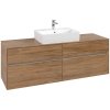VILLEROY & BOCH Collaro závesná skrinka pod umývadlo na dosku (umývadlo v strede), 4 zásuvky, s LED osvetlením, 1600 x 500 x 548 mm, Oak Kansas, C134B0RH