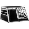 PETSTUFF Klietka pre Psa, mačku do Auta, Hliníkový Prepravný Box + priečka, prepravka 89x69x50cm, strieborná a čierna
