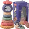 Senzorické mäkké stavebné kocky pre bábätká, veža MONTESSORI, 8 dielov