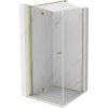 Mexen Mist-F T, 1-krídlový skladací sprchový kút ľavý 70 x 70 cm, číre sklo, zlatý lesklý profil, 8A6T-070-070-50-00-L