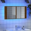 vidaXL LED zrkadlová skrinka dub artisan 90x12x45 cm kompozitné drevo 856285