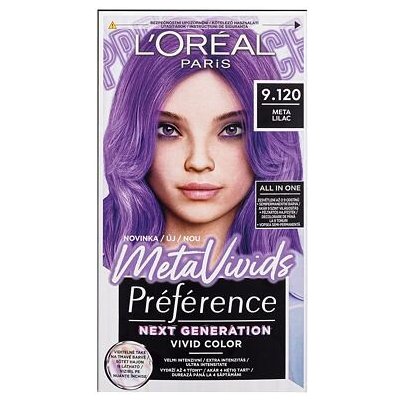 L'Oréal Paris Préférence Meta Vivids semipermanentní barva na vlasy 75 ml odstín 9.120 Meta Lilac pro ženy