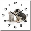 Sklenené hodiny štvorec Pes a mačka 30x30 cm