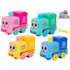 Vláčik 9 cm na batérie na zotrvačník so svetlom - mix farieb (modrá, ružová, zelená, žltá)