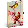 NOTIQUE Notes Vtáčiky sakura Kataríny Winterovej linajkový 13 x 21 cm