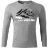 Vtipné triko pánske dlhý rukáv hory terapia Farba: Sivá, Veľkosť: M