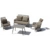 Terasové sedenie do záhrady - hojdacie a statické kreslo + dvojsedačka pre 5 osôb + vysoký stolík