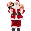 Dekorácia MagicHome Vianoce, Santa s darčekmi a medvedíkom, červený, 30 cm