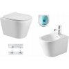 Mexen RICO Rimless, závesná WC misa so sedátkom + bidet, biela, 30724000+35724800
