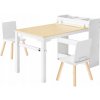 Detský stolík s jednoduchým čistením, 2 stoličky a 3-poschodová skrinka, biely