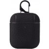 AppleKing textilný ochranný obal s karabínou pre AirPods 1 / 2 - čierny - možnosť vrátiť tovar ZADARMO do 30tich dní