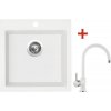 Granitový drez s batériou VIVA 455 460 x 455 mm biela matná G428 + drezová batéria Vitalia GR