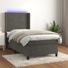 Box spring postel s matrací a LED tmavě šedá 90x200 cm samet Šedá 3139422