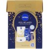 Nivea Feel Relaxed sprchový gél 250ml + nočné sérum 30ml + maska na tvár 1ks + maska na oči 1 ks + masážna tvárová roll-on 1 ks + maska na spanie pre ženy Darčeková sada